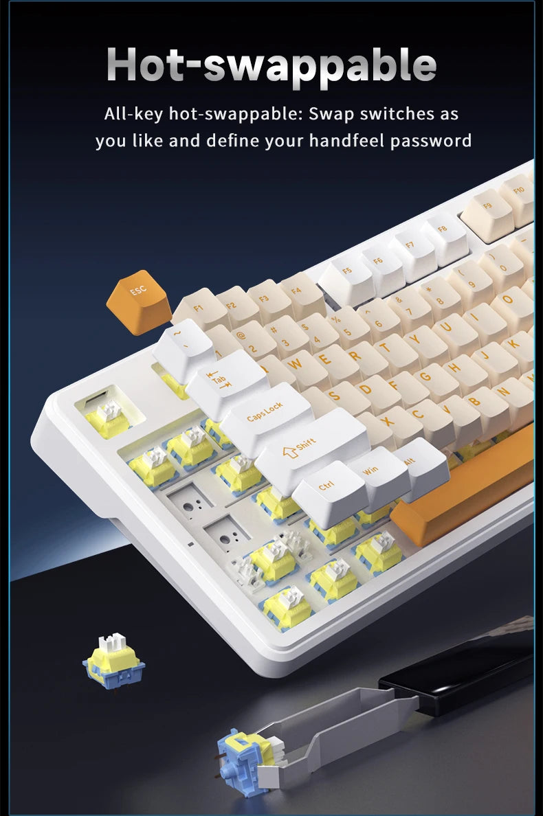 Ajazz AK870 V2 Gaming Mechanical Keyboard Is A Hot-Swaddable RGB Wired Gaming Keyboard Suitable For Various Scenarios On Laptops