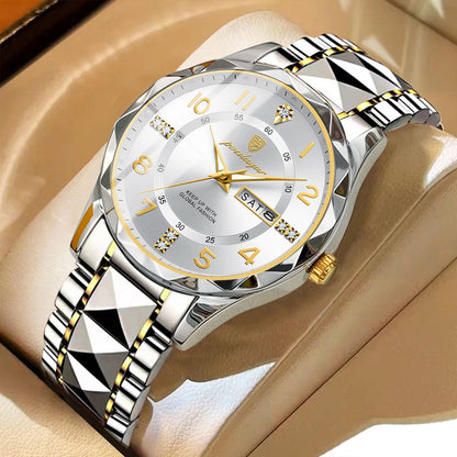 Reloj de hombre POEDAGAR Fashion Luxury, resistente al agua, luminiscente, de cuarzo, con correa de acero inoxidable, fecha y día de la semana, estilo informal.