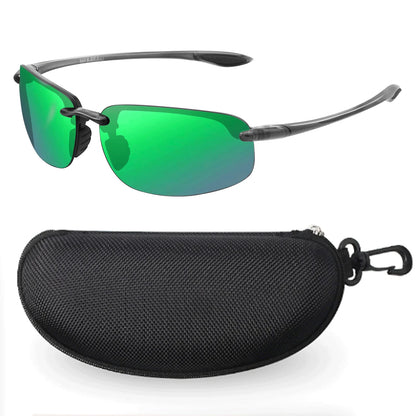 MAXJULI Polarized Sports Sunglasses for Men Women TR90 Rimless Frame Protection for Running Fishing  Driving UV400 8001