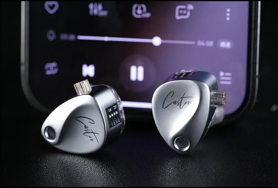 KZ Castor Wired Earbuds HiFi Bass Earphones with Dual Dynamic Drivers, Tunable Balanced Armature In-Ear Headphones, High Resolution Audio Earbuds