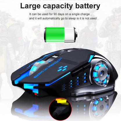 2.4G Bluetooth Wireless Rechargeable Mouse Gaming Mouse For Laptop RGB Backlight E-Sports Mechanical Mouse For PC Computer Gamer