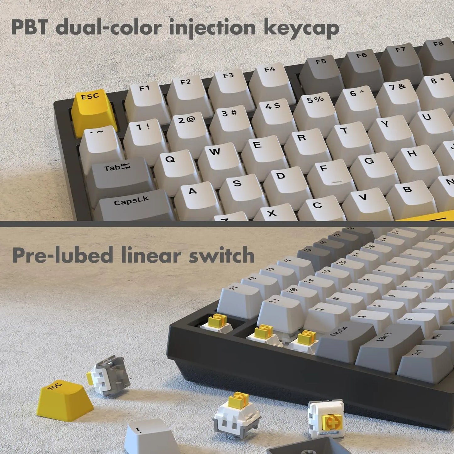 AJAZZ AK820 75% kabelgebundene mechanische Tastatur: Hot-Swap-fähig, RGB-/Weiß-/Eisblau-Hintergrundbeleuchtung, Steuerung per Lautstärkeregler | Für Büro & Gaming