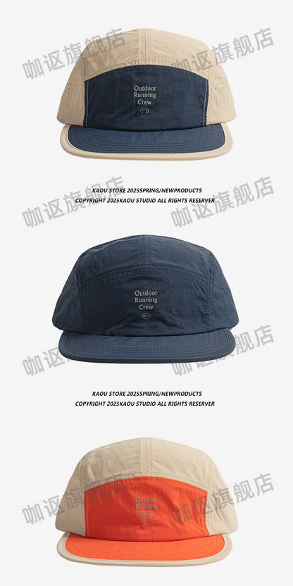 Outdoor Camping Sunscreen Quick-drying Color Matching Baseball Caps Women Summer Light and Breathable Retro 5-panel Men's Hat
