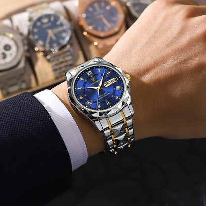 Ceas de bărbați POEDAGAR Business Luxury, rezistent la apă, din oțel inoxidabil, cu lumină, cu dată și zi a săptămânii, stil sport, cu mecanism cu cuarț.