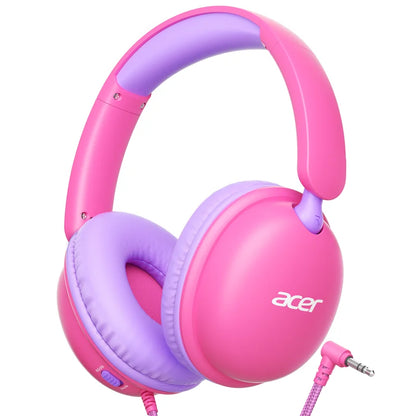 Casque pour enfants Acer OHW355 avec cordon pour l'école, casque filaire stéréo pliable avec prise jack 3,5 mm, limite de volume 74/85 dB