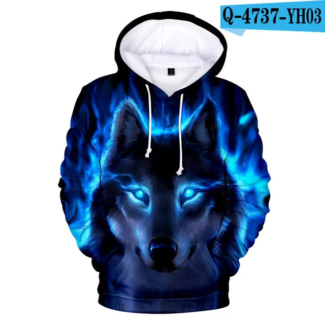 Cool Space Galaxy Wolf Hoodie Hoodies Men Bright Wolf Fashion Handsome Wolf Hoddies Spring Autumn Pullovers Sweatshirts Sweat