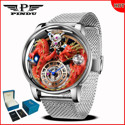 PINDU Design 2025 NEUE Herrenuhr Diamond Tourbillion Top-Marke Luxus Astronomia Quarzuhr für Herren Saphirglas wasserdichte Uhr