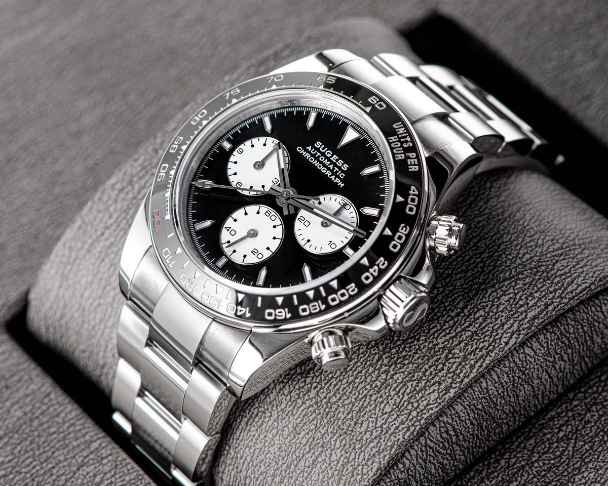Sugess Diving Men's Watch Panda Automatic Mechanical Chronograph Peacock SL4801 Movement Wristwatch Waterproof Ceramic Bezel New