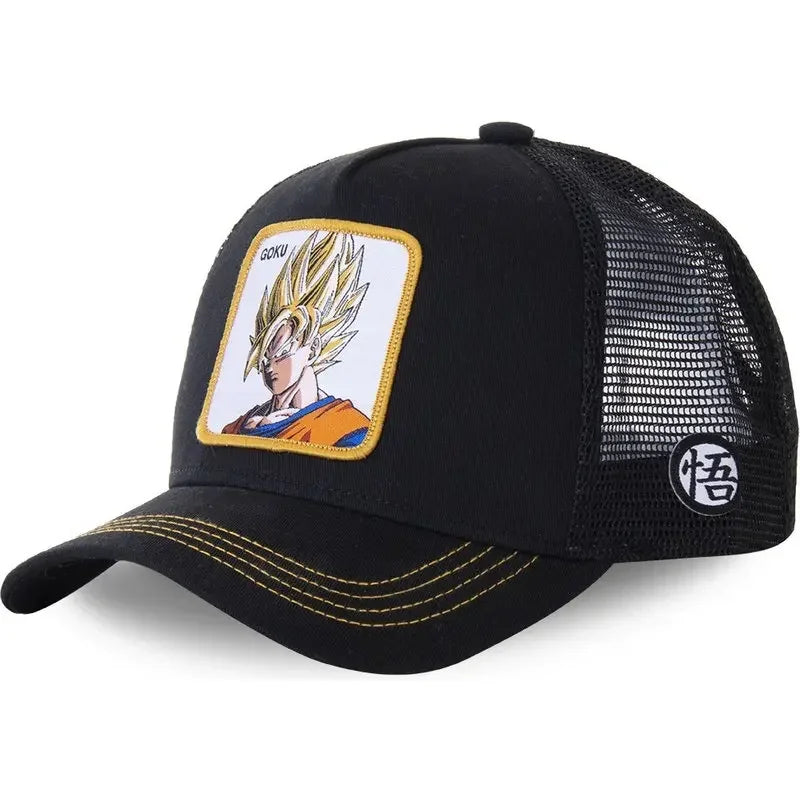 Dragon Ball Son Goku -lippalakki, baseball-lippalakki, kesälippalakki, miesten brodeerattu hip-hop-aurinkolippalakki, säädettävä trucker-lippalakki, verkkokangaslippalakki