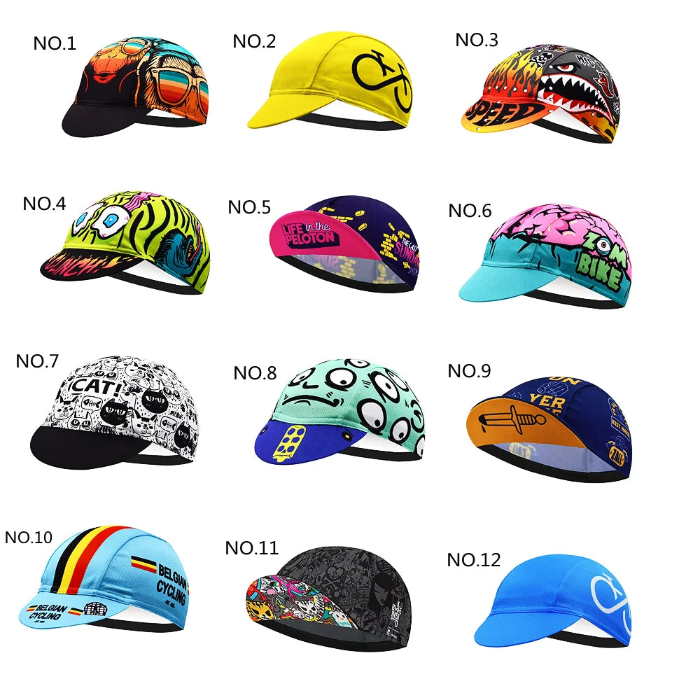Cool style Cycling Caps Summer Breathable Sports Bicycle Hats Quick Dry Polyester Black Blue Bike Hats Classical Retro Runing