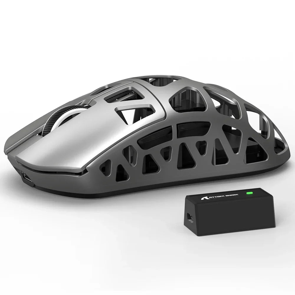 ATTACK SHARK R3 Magnesium Alloy Gaming Mouse 8K Wireless Superlight Mouse, PAW3395 Sensor, 26000 DPI, 8000Hz Polling Rate, Bluetooth, 2.4G & Wired Gaming Mouse