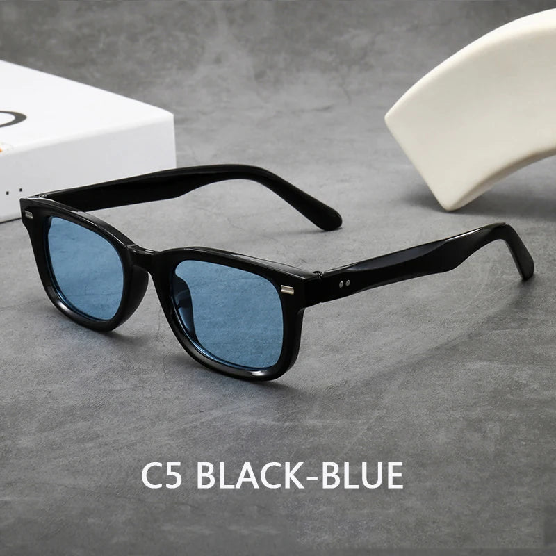 Men's Thick Framed Retro Brown Sunglasses Narrow Framed Hip-hop Style Rapper Eyewear Vacation Sunglasses UV400