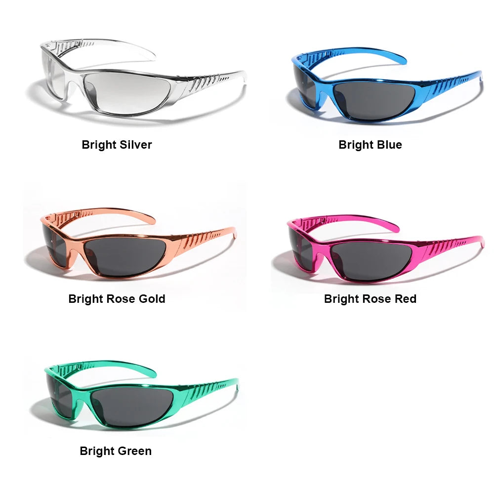 Y2K Silver Sunglasses Color Hollowed Out Future Sense Of Technology Hot Girls Net Red Sunglasses Women Sunglasses Trendy Men