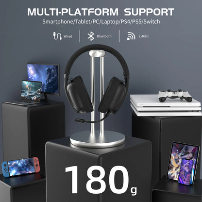 Cuffie gaming ATTACK SHARK L80 ultra leggere 180g – Wireless tri-mode (Bluetooth 5.3 / 2.4G / cablate), audio surround 5.1, driver da 40mm, microfono rimovibile
