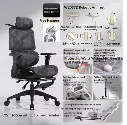Sedia da ufficio in rete ergonomica con supporto lombare regolabile, girevole e reclinabile, poggiatesta, ruote, per home office e gaming