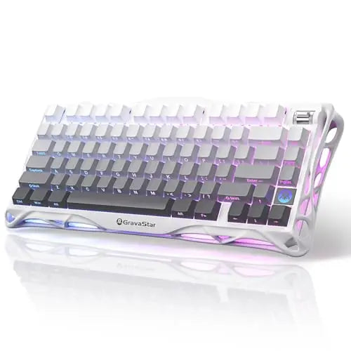 GravaStar Mercury K1 75% Wireless Mechanical Gaming Keyboard, Aluminum Alloy Exoskeleton Design, RGB Backlit，Hot-Swap Socket