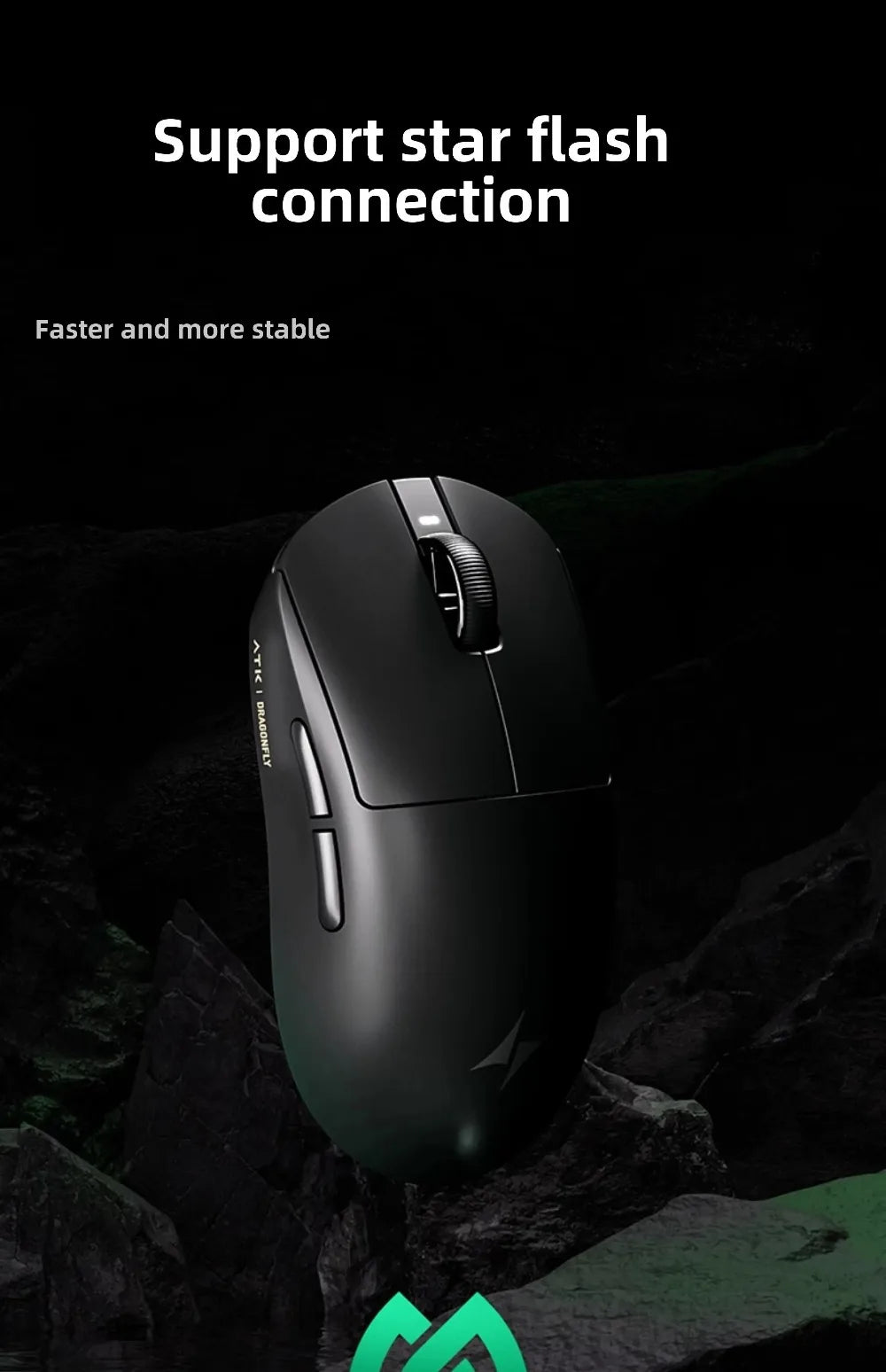 Ratón gaming inalámbrico Bluetooth ATK Dragonfly A9, diseño ergonómico, respuesta rápida, PAW3950 Ultra, 800mAh, ligero, 8KHz, esports