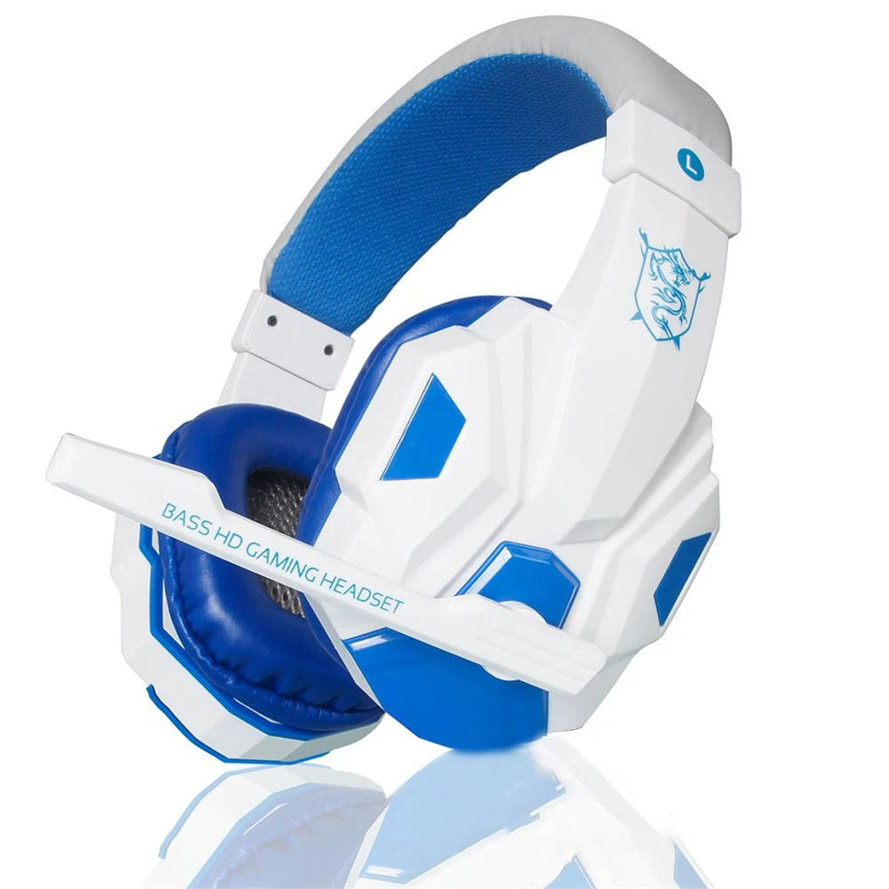 Casques de jeu supra-auriculaires, écouteurs filaires 3.5mm, écouteurs stéréo avec microphone réglable pour ordinateur, téléphone, ordinateur portable, PC