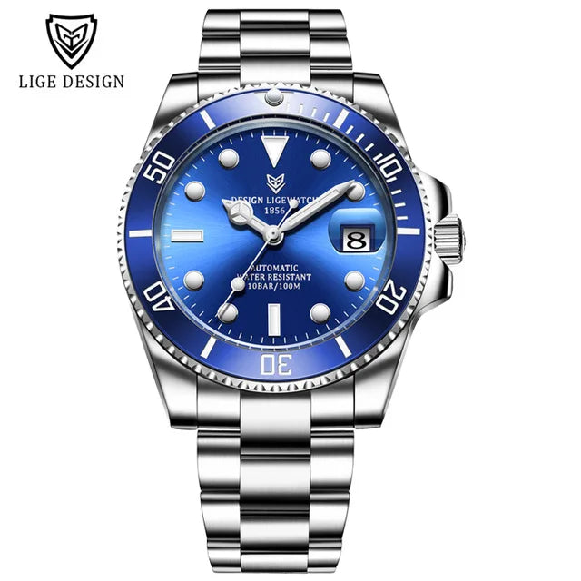 LIGE New Fashion Men's Mechanical Wristwatches Business Watch Men Waterproof Sport Automatic Watch For Men Relogios Masculino