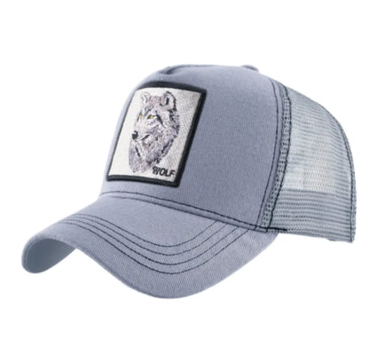 Wolf-Patch-Stickerei-Mesh-Baseballcap, verstellbare Fashion-Hip-Hop-Trucker-Cap für Herren und Damen, Outdoor, atmungsaktiv, mit Schirm, Snapback-Hut, Geschenk