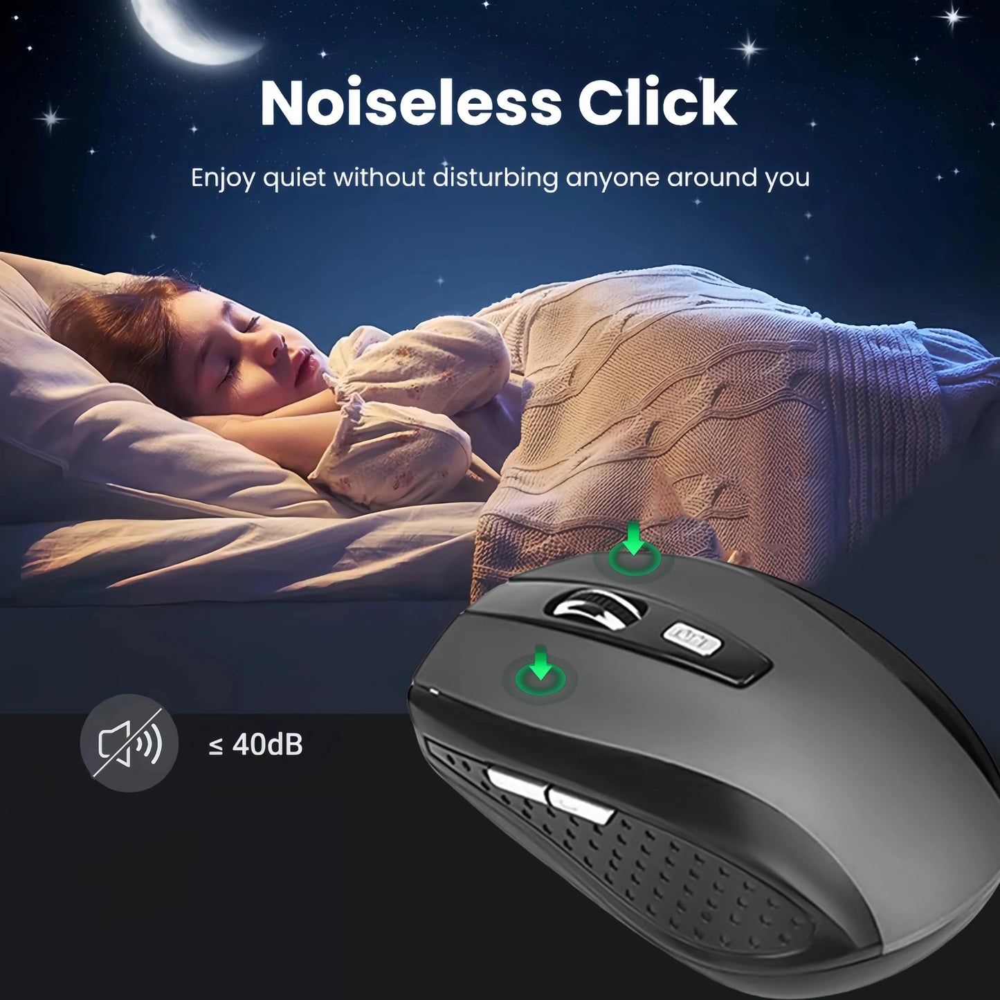 Wireless Mouse 2.4G Silent Mouse Portable Mobile Optical Office Mouse 1600 Adjustable DPI Levels for Notebook PC Laptop MacBook