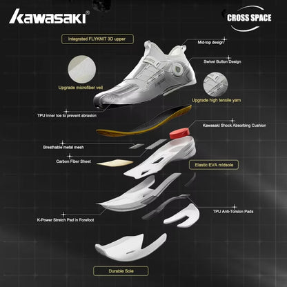 Kawasaki King Series 2.0 professionele badmintonschoenen voor heren en dames, anti-twist sportschoenen, originele herentennisschoenen sneakers A3311
