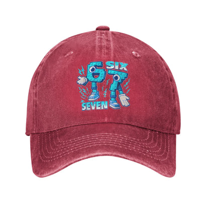 Funny Meme 67 Six Seven 6 7 Italian Brainrot Baseball Cap Sun Outdoor Sports Washed Trucker Hat Male Classic Design Baseball Cap
