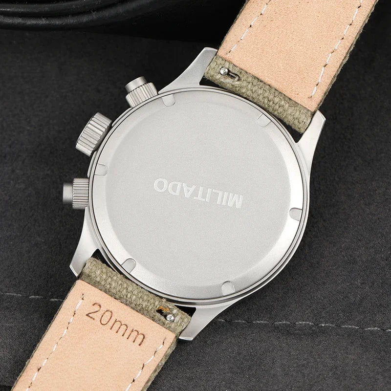Militado VK61 VK67 Quartz Chronograph Watch 39mm 316L Stainless Steel Case 3 Dial Waterproof 100M  Multifunction Military Watch