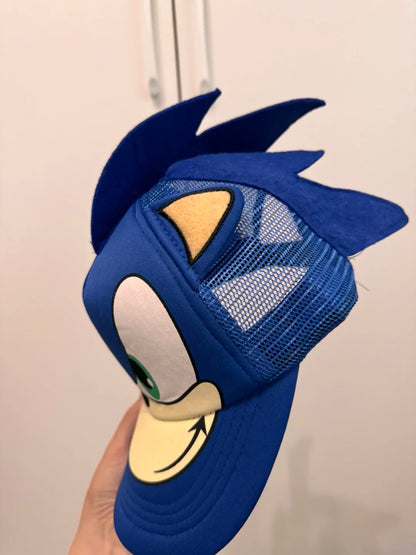 Hot-selling Anime Cartoon Hedgehog Shadow Hat Sonic Character Movable Doll Summer Mesh Hat Baseball Cap Children's Gift