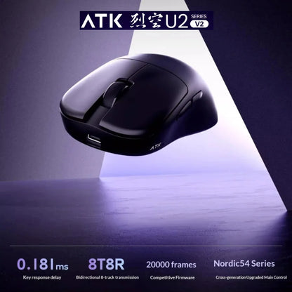 ATK U2 V2 Mini Ultimate Wireless Gaming Mouse, PAW3950 Ultra Sensor, 8KHz Polling Rate, Lightweight Tri-Mode Ergonomic Esports Mouse