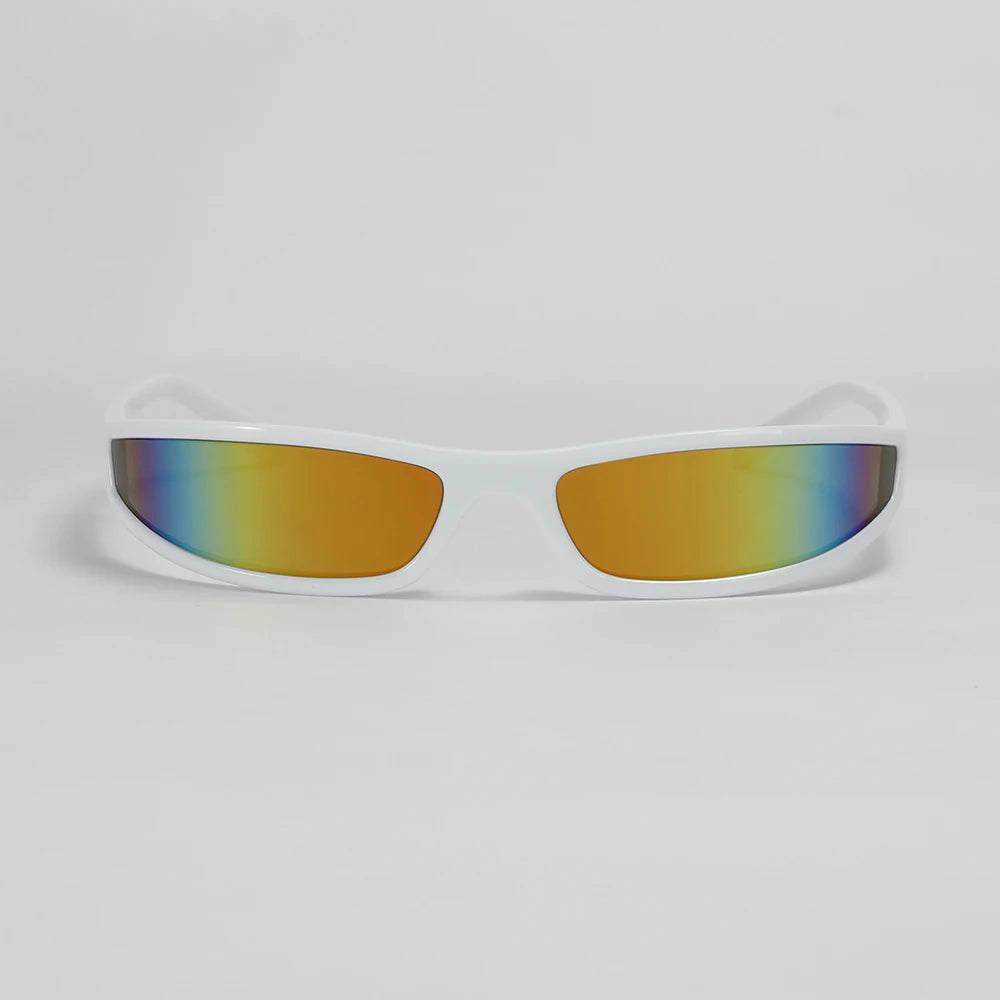 Y2k Futuristic Sunglasses Women Men Vintage Small Rectangle Frame Wrap Around Sun Glasses Punk Cool Mirror Eyewear Sports Shades