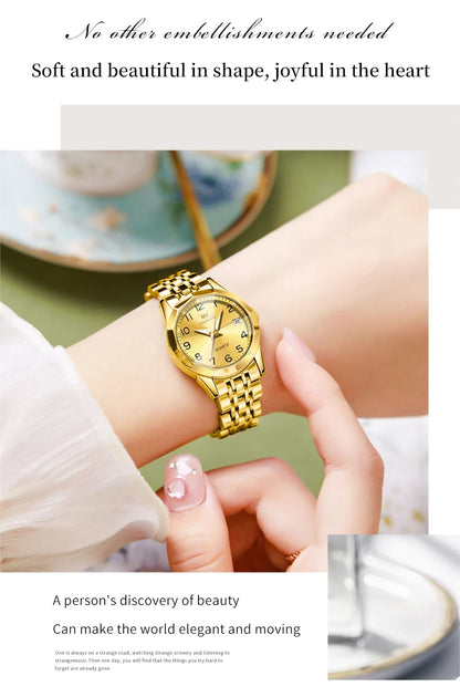 OLEVS 9970 Men Watch Original Brand Waterproof Luminous Quartz Watch Rhombus Mirror Stainless Steel Date-Day-Date Watch With Box