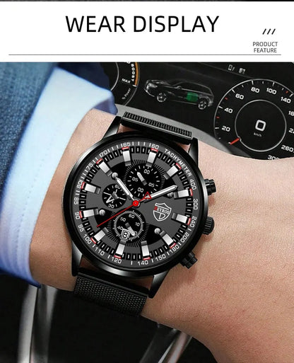 DEYROS Luxury Mens Business Quartz Wristwatch Calendar Fashion Men Casual Sports Watch for Men Gift