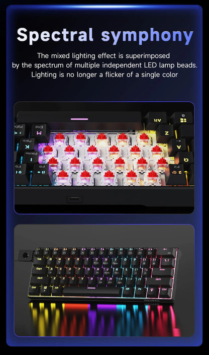 Ajazz NK61 Wired Mechanical Keyboard 60% Mixed Color RGB Hot-Swap 61 Keys Gaming Keyboard Rad Switch for Esports Gamers