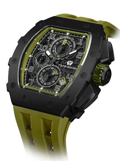 TSAR BOMBA Neue TB8204 Uhr für Herren, Japanisches Quarz-Chronographenwerk, 50M wasserdichte Armbanduhr, modische Sportuhr, luxuriöses Geschenk für Herren