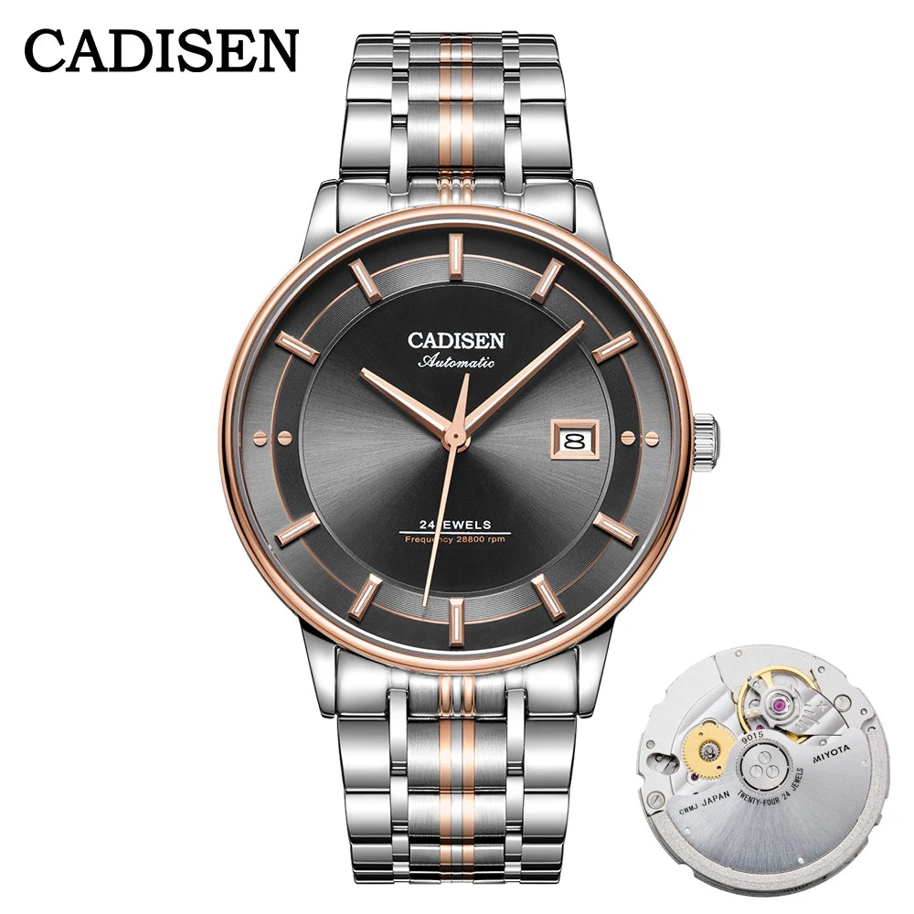 CADISEN Ultra-thin Mechanical Wriswatch Japan MIYOTA 9015 Top Brand Luxury Single-dome Sapphire Crystal  Automatic Watch Man