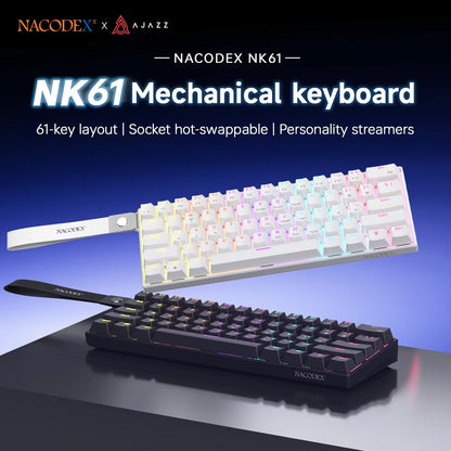 Ajazz NK61 Wired Mechanical Keyboard 60% Mixed Color RGB Hot-Swap 61 Keys Gaming Keyboard Rad Switch for Esports Gamers