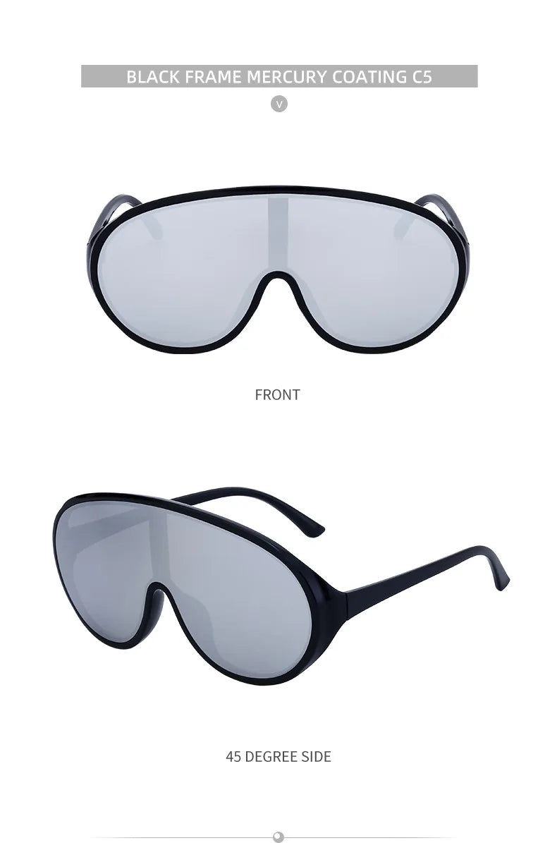 Trendy Oversized One Piece Sunglasses Women Men 2026 Luxury Brand Designer Sun Glasses Fashion Shield Shades Big Frame Eyewear