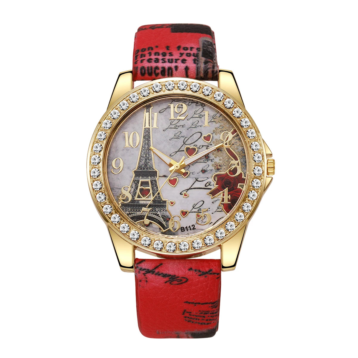 Fashion Flowers Women Watches Ladies Leather Strap Analog Quartz Watch Reloj Mujer Girls Clock Gift