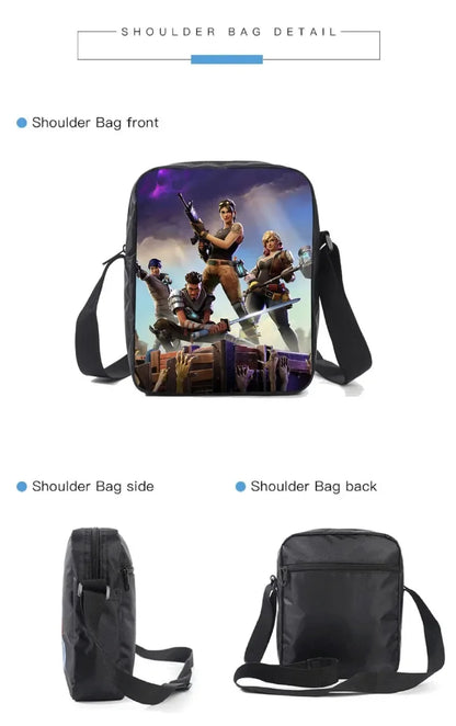 Fortnited 3PCS Backpack for Boys Victory Game 16 Inch Water Resistant Preschool Knapsack Cool Elementary School Backpacks