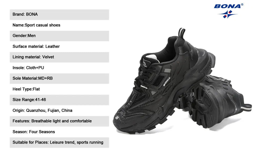 BONA 2023 New Designers Anti-Slip and Wear-Resistant Classic Running Shoes Athletic Sport Shoes Men Outdoor Sneakers Lightweight