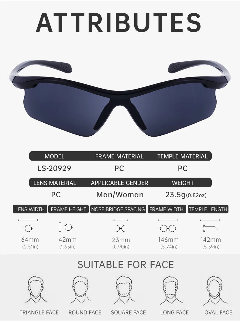 Sports Sunglasses Women Outdoor Cycling Goggle Men Fashion One-Piece Windproof Sunglass Male 2026 New Semi-Rimless Sun Glasses