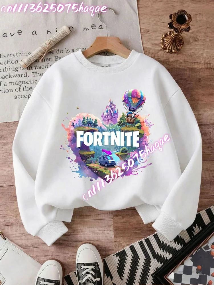 Fortnites Series Kids Sweatshirts Trendy Boys Girl Long Sleeves Pullover Tops Autumn Winter Cartoon Child Clothes Birthday Gifts