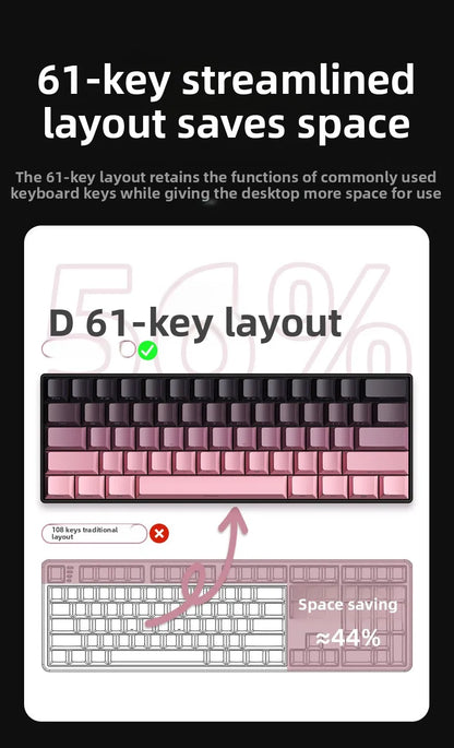 Wireless Gaming Mechanical Keyboard  Bluetooth 60 Percent RGB White Triple Mode Portable Keyboards  key board claviers teclado