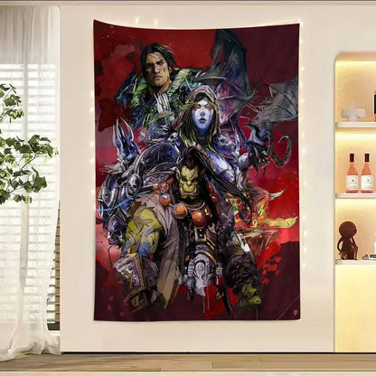 Priljubljena igra World of Warcraft, velika stenska tapiserija s potiskom, poceni hipijevska stenska dekoracija, boemske stenske tapiserije, mandala, dekoracija za dom