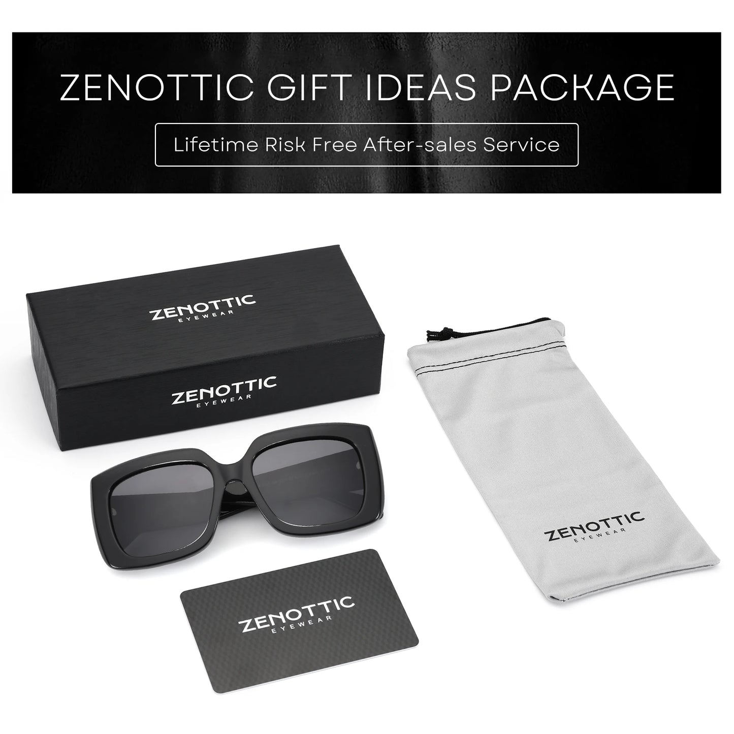 ZENOTTIC Handmade Acetate Sunglasses  luxury 2025 New Uv400 Fashion Square Ladies Polarized Sunglasses ZS6244