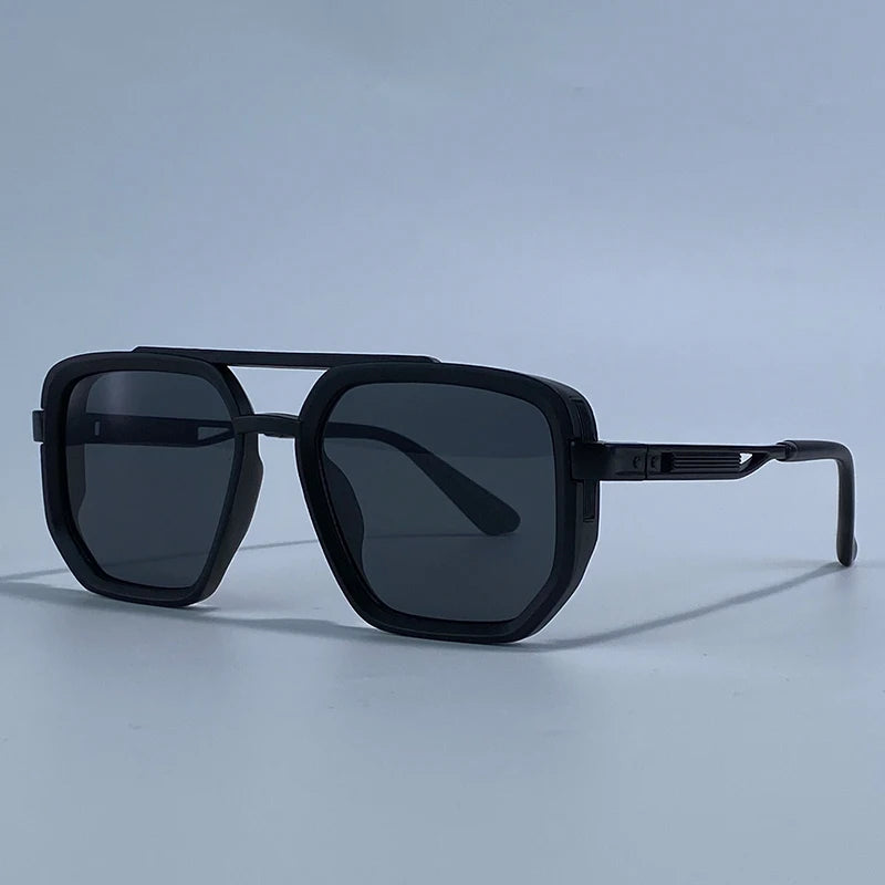 Polarized Square Sunglasses Men 2026 Luxury Vintage Double Bridge Gradient Lens Driving Shades Retro Flat Top Sun Glasses Male