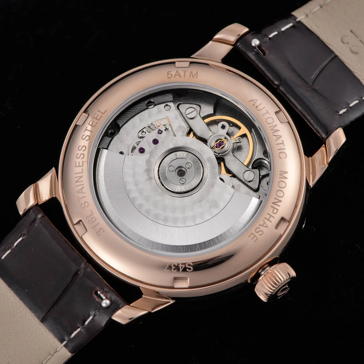 Sugess Moonphase Watch of Men 40mm Automatic Mechanical Wristwatches Seagul ST2528 Movement Stainless Steel Blue Sandstone Dial