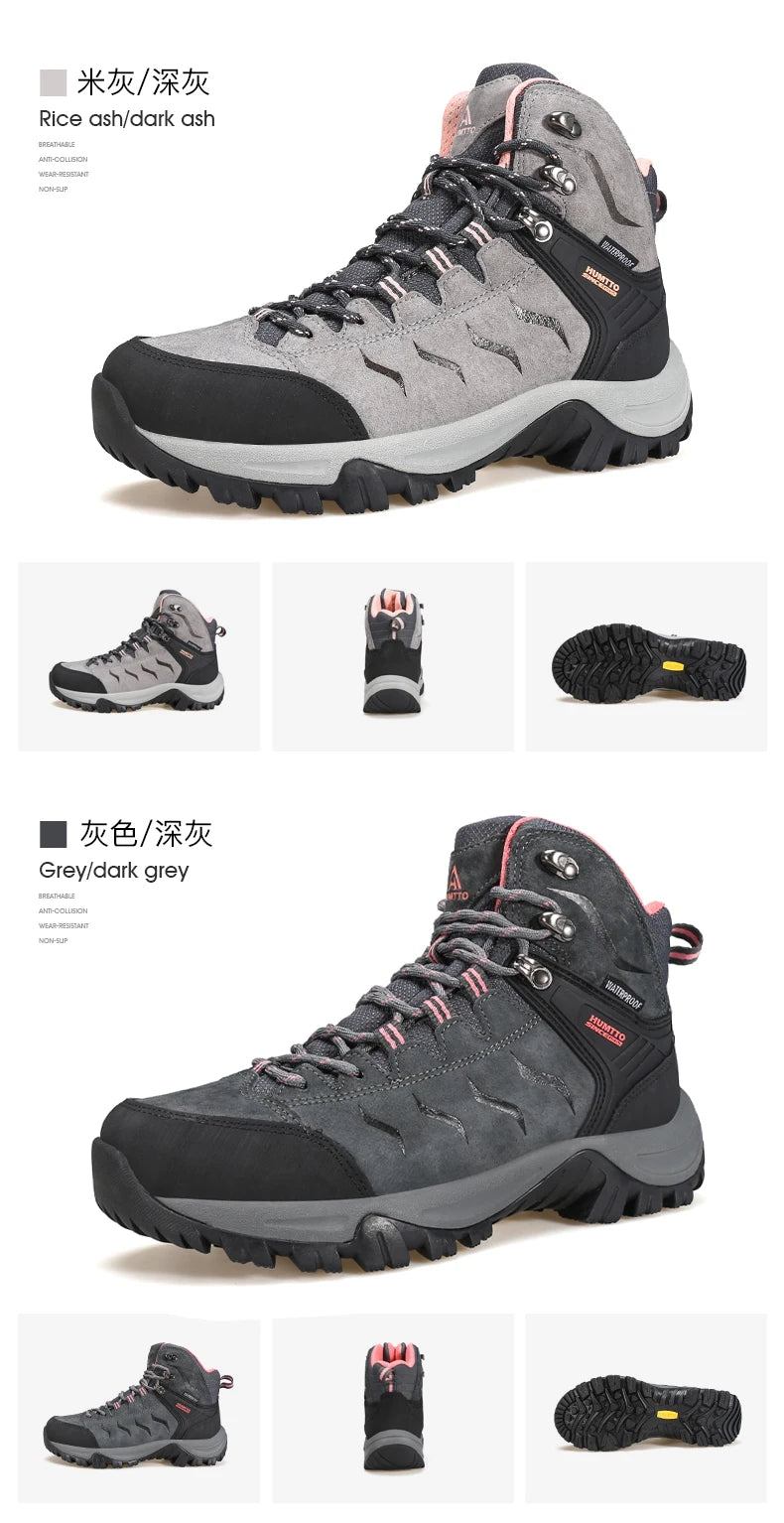 Zapatos de senderismo HUMTTO, botas de caza impermeables para hombre, botas tácticas de combate para desierto hasta el tobillo, botas de trekking para hombre y mujer, zapatillas cálidas de cuero