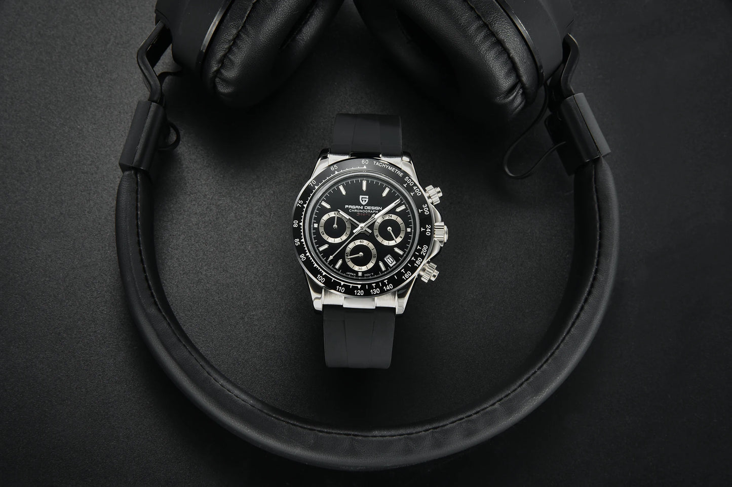 PAGANI DESIGN 1664 Luxury Automatic Mechanical Men's Watch VK63 movement AR Sapphire Crystal Rubber 100m Waterproof Men's Watch